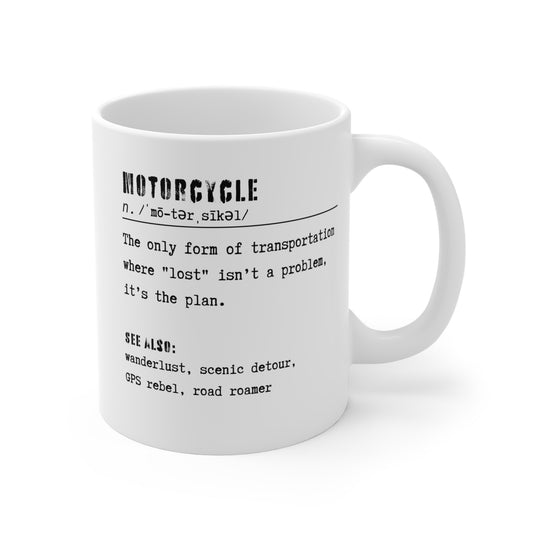 Motorcycle Dictionary Coffee Mug (Lost Isn't a Problem, It's the Plan)