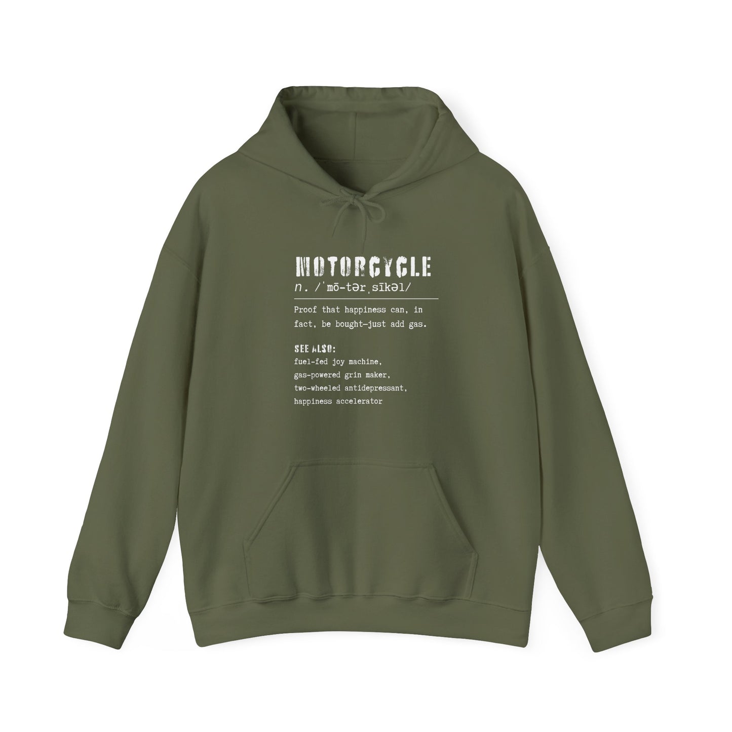 Motorcycle Dictionary Hooded Sweatshirt (Happiness Can Be Bought)