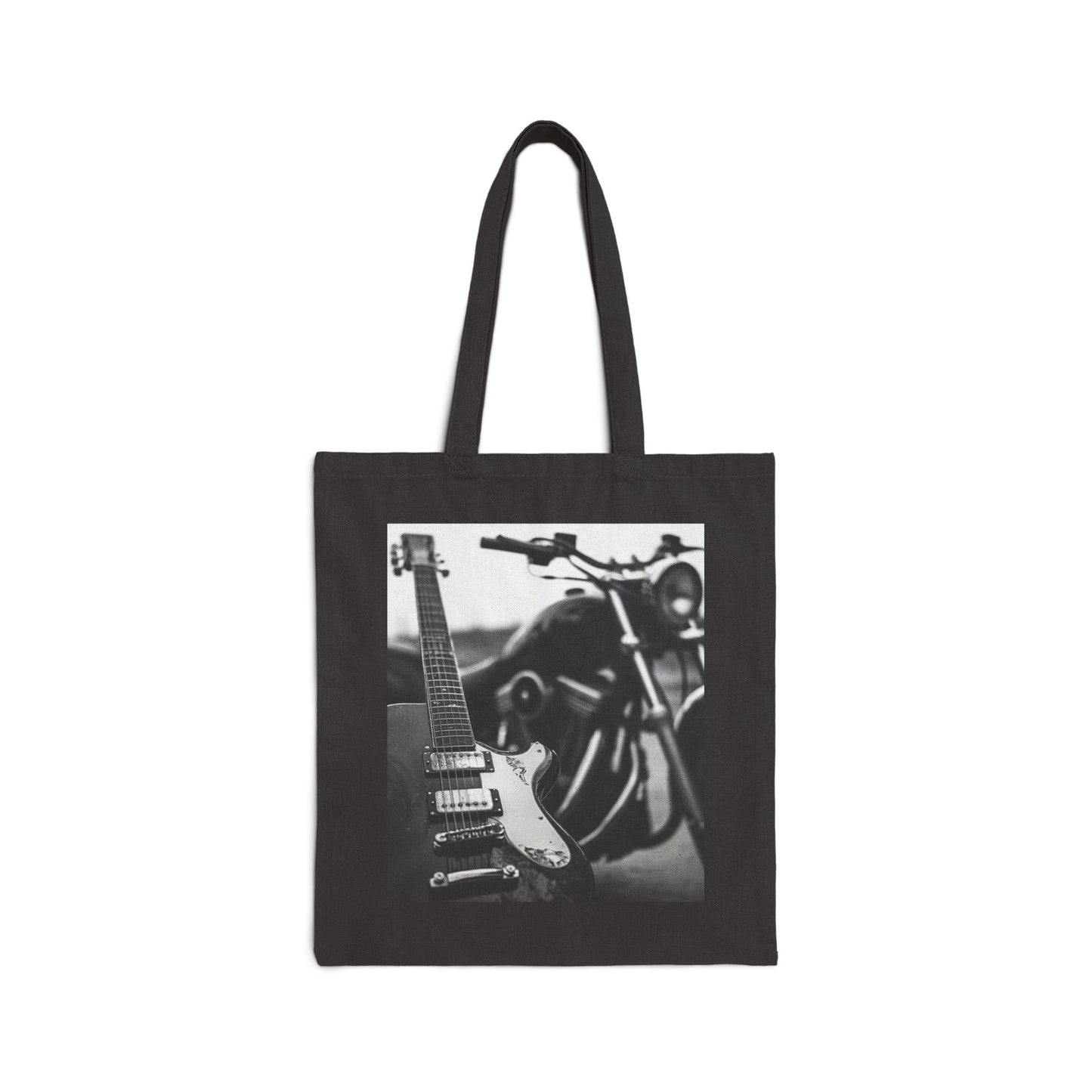 Motorcycle and Guitar Black Tote Bag