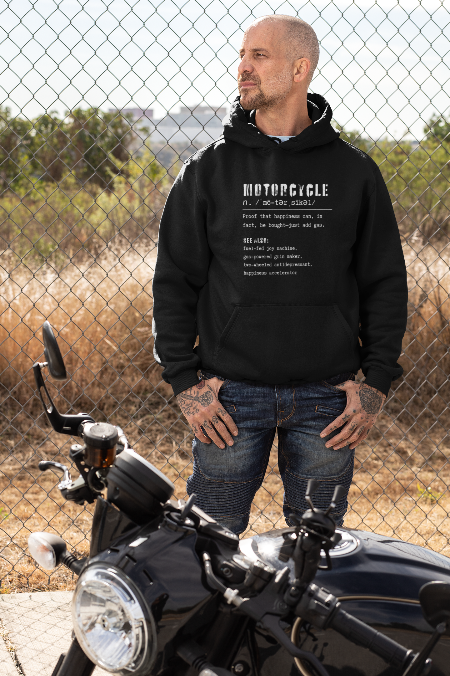 Motorcycle Dictionary Hooded Sweatshirt (Happiness Can Be Bought)